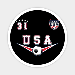 American USA Flag Soccer Jersey Favorite Lucky Number 31 Women Men Magnet